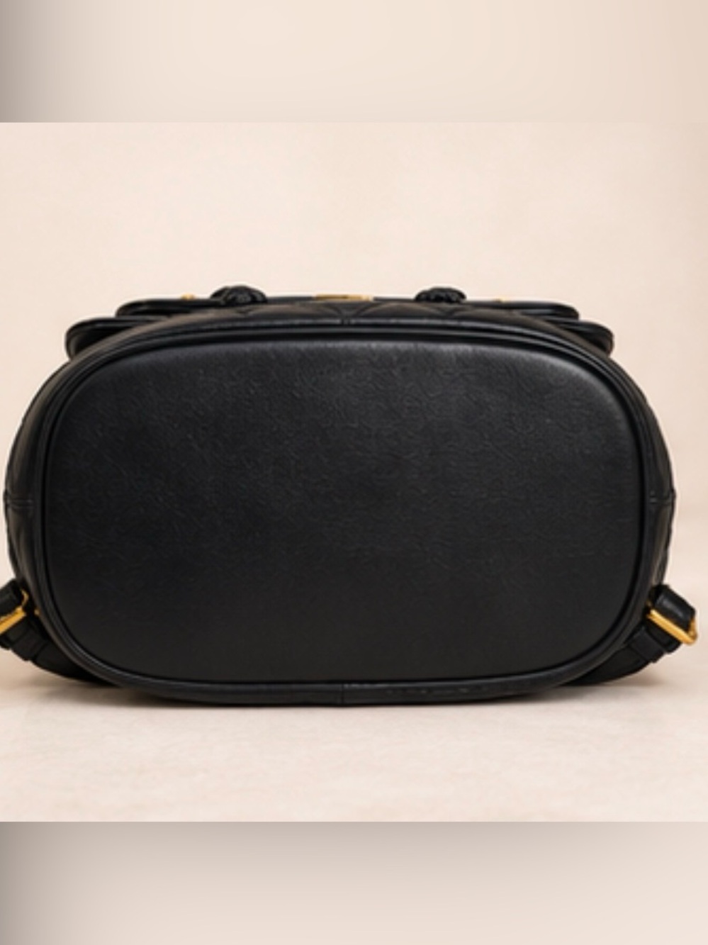 Vintage MCM Michael Cromer Black Quilted Leather Backpack Gold Hardware - Picture 5 of 8